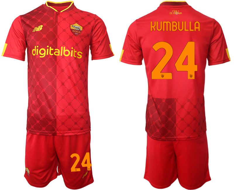 Men 2022-2023 Club AS Rome home red #24 Soccer Jersey